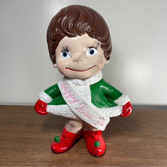 Vintage Atlantic Mold Happy New Year Baby Ceramic Christmas Figurine HandPainted - Picture 11 of 11